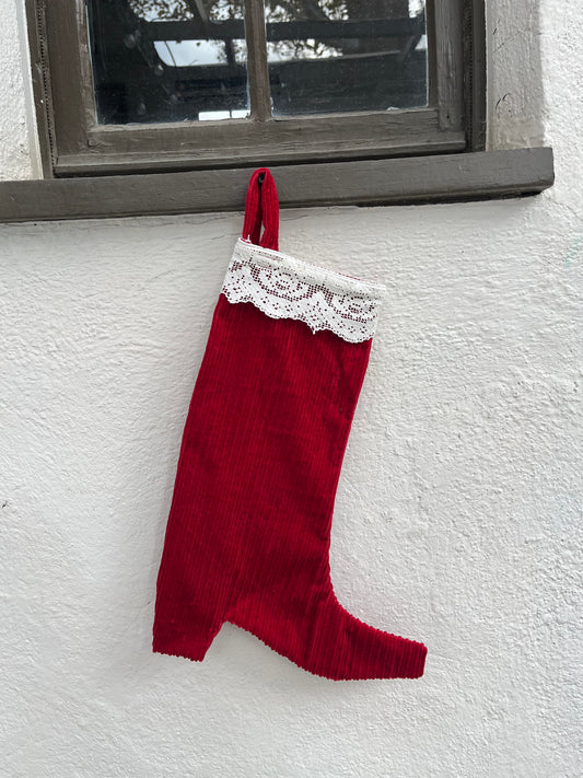 Red Corduroy Christmas Stockings