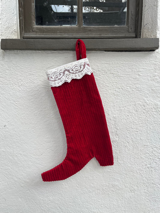 Red Corduroy Christmas Stockings